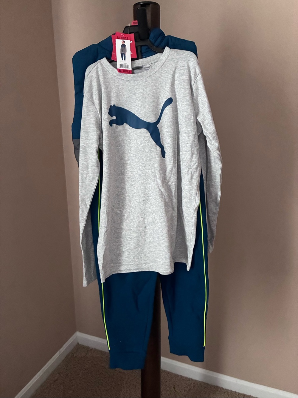 Puma Youth Gray Top and Blue 3-piece Set